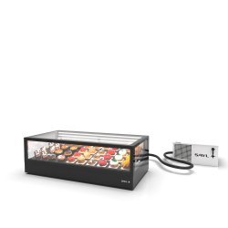 Vitrina refrigerada IN120-40R -B- negra con grupo remoto, LED, estantes regulables y control táctil profesional
