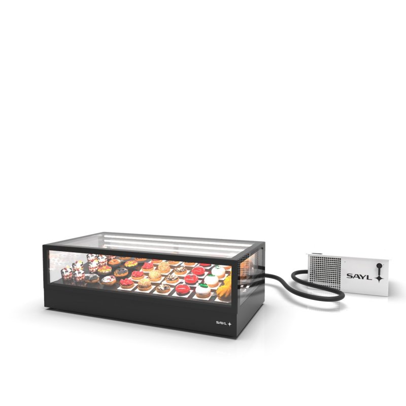 Vitrina refrigerada IN120-40R -B- negra con grupo remoto, LED, estantes regulables y control táctil profesional Vitrina refrigerada IN120-40R -B- negra con grupo remoto, LED, estantes regulables y control táctil profesional