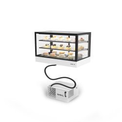 Vitrina refrigerada IN100-60R blanca con grupo remoto, LED, 2 estantes regulables y control táctil profesional