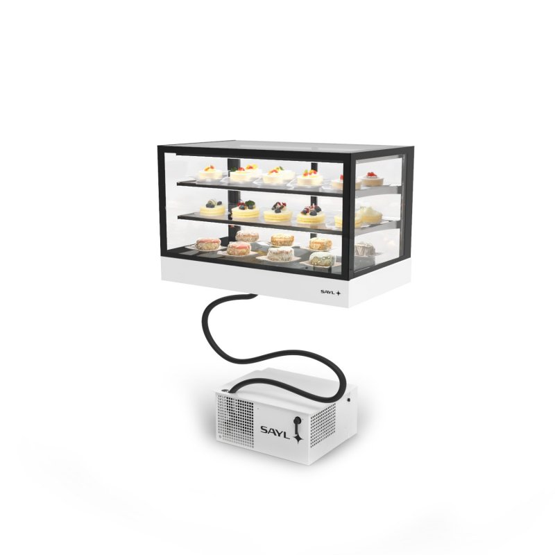 Vitrina refrigerada IN100-60R blanca con grupo remoto, LED, 2 estantes regulables y control táctil profesional Vitrina refrigerada IN100-60R blanca con grupo remoto, LED, 2 estantes regulables y control táctil profesional