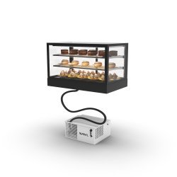 Vitrina refrigerada IN100-60R -B- negra con grupo remoto, LED, 2 estantes regulables y control táctil profesional