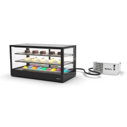 Vitrina refrigerada IN120-60R -B- negra con grupo remoto, LED, 2 estantes regulables y control táctil profesional