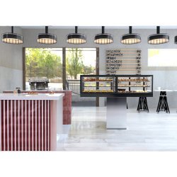 Vitrina refrigerada IN120-60R -B- negra con grupo remoto, LED, 2 estantes regulables y control táctil profesional
