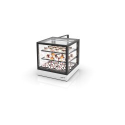Vitrina refrigerada IN60-60R blanca con grupo remoto, 2 estantes regulables y control táctil profesional