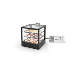 Vitrina refrigerada IN60-60R -B- negra con grupo remoto, LED, 2 estantes regulables y control táctil profesional