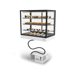 Vitrina refrigerada IN100-90R blanca con grupo remoto, LED, 3 estantes regulables y control táctil profesional