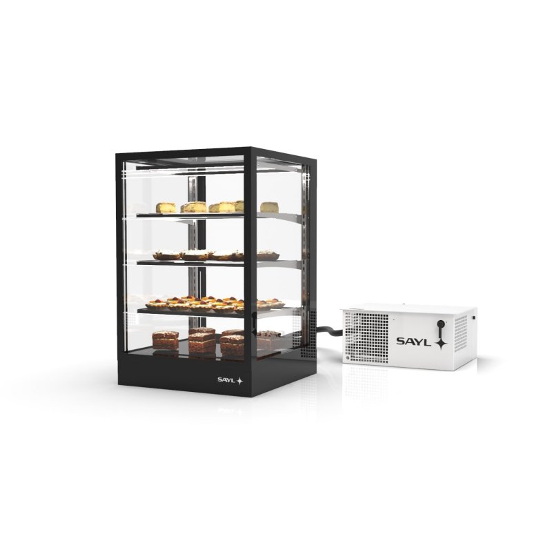 Vitrina refrigerada IN60-90R -B- negra con grupo remoto, LED, 3 estantes regulables y control táctil profesional Vitrina refrigerada IN60-90R -B- negra con grupo remoto, LED, 3 estantes regulables y control táctil profesional