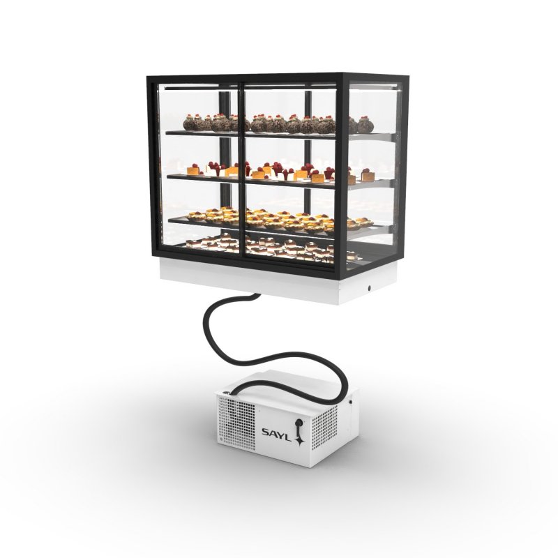 Vitrina Drop-In IN100-80RA blanca con 3 estantes regulables, LED y control táctil para productos frescos