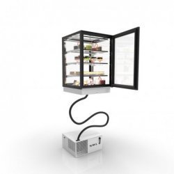 Vitrina Drop-In IN120-80RA blanca refrigerada con puertas correderas y 3 estantes regulables de cristal