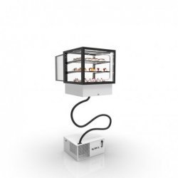 Vitrina Drop-In DP60-50RG blanca con puertas correderas, Grab & Go, estantes regulables y control táctil