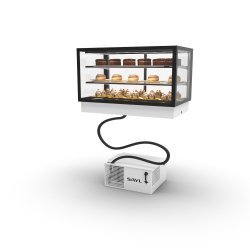 Vitrina Drop-In DP60-50R blanca refrigerada con estantes regulables, LED y acceso frontal abatible