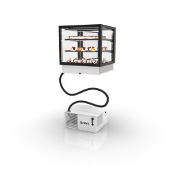 Vitrina Drop-In DP60-50R blanca refrigerada con puertas correderas y 2 estantes para exposición profesional