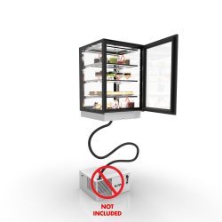 Vitrina drop-in DP60-80RZA blanca refrigerada con grupo remoto y puertas correderas frontal y trasera