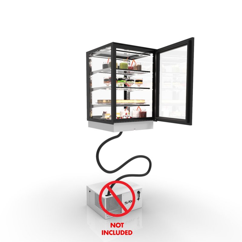 Vitrina drop-in DP60-80RZA blanca refrigerada con grupo remoto y puertas correderas frontal y trasera Vitrina drop-in DP60-80RZA blanca refrigerada con grupo remoto y puertas correderas frontal y trasera
