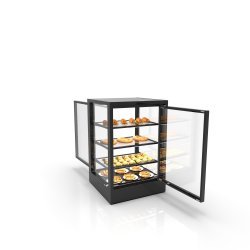Vitrina sobremostrador IN60-90CA -B- negra con calor seco, estantes regulables y puertas frontal y trasera