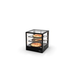 Vitrina sobremostrador IN60-60C -B- negra con calor seco, 2 estantes regulables y puertas correderas traseras