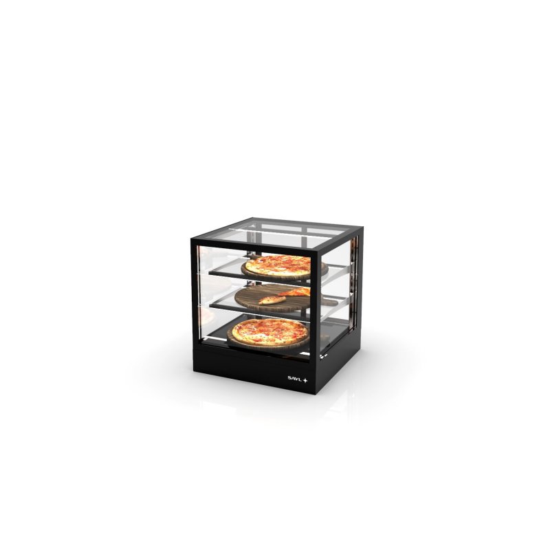 Vitrina sobremostrador IN60-60C -B- negra con calor seco, 2 estantes regulables y puertas correderas traseras Vitrina sobremostrador IN60-60C -B- negra con calor seco, 2 estantes regulables y puertas correderas traseras