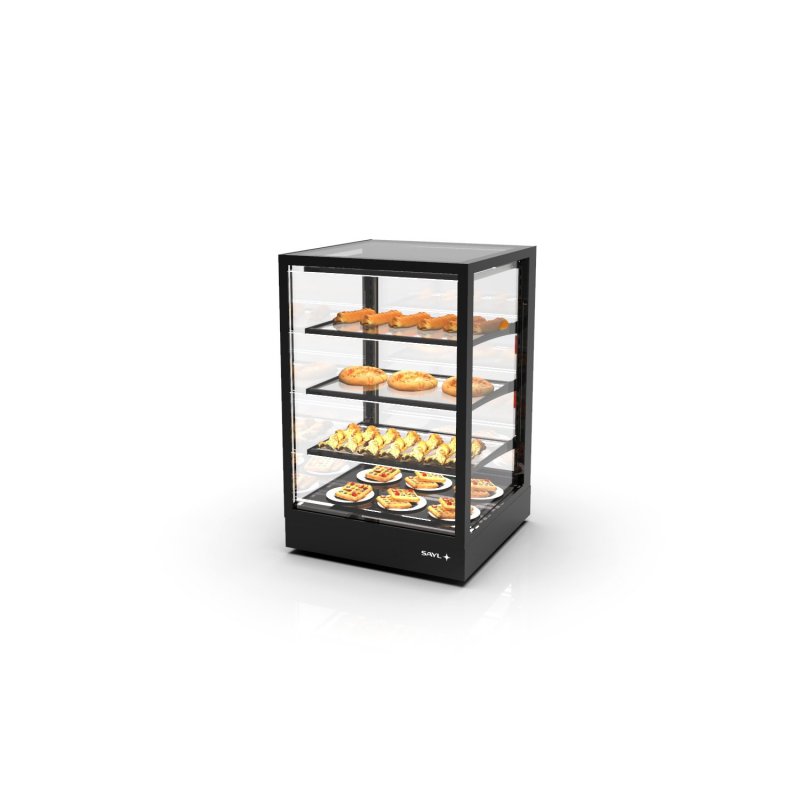 Vitrina sobremostrador IN60-90C -B- negra con calor seco, 3 estantes regulables y puertas correderas traseras Vitrina sobremostrador IN60-90C -B- negra con calor seco, 3 estantes regulables y puertas correderas traseras