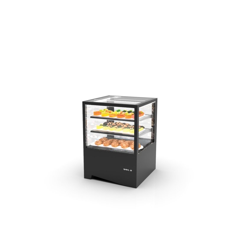 Vitrina sobremostrador IN60-85 -B- negra con frío ventilado, puertas traseras y control táctil profesional Vitrina sobremostrador IN60-85 -B- negra con frío ventilado, puertas traseras y control táctil profesional