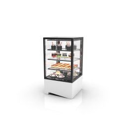 Vitrina sobremostrador IN60-115 blanca con frío ventilado, puertas traseras, diseño compacto y control táctil