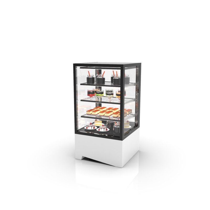 Vitrina sobremostrador IN60-115 blanca con frío ventilado, puertas traseras, diseño compacto y control táctil Vitrina sobremostrador IN60-115 blanca con frío ventilado, puertas traseras, diseño compacto y control táctil