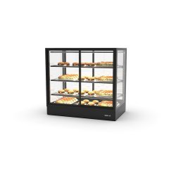Vitrina sobremostrador IN100-90CA -B- negra con calor seco, 3 estantes y puertas correderas para uso profesional