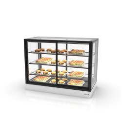 Vitrina sobremostrador IN120-90CA blanca con calor seco ventilado, 3 estantes y puertas correderas profesionales
