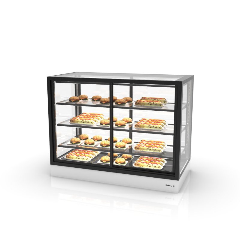 Vitrina sobremostrador IN120-90CA blanca con calor seco ventilado, 3 estantes y puertas correderas profesionales Vitrina sobremostrador IN120-90CA blanca con calor seco ventilado, 3 estantes y puertas correderas profesionales