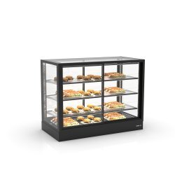 Vitrina sobremostrador IN120-90CA -B- negra con calor seco y puertas correderas para uso profesional