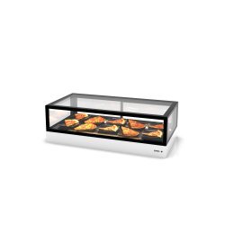 Vitrina sobremostrador IN120-40C blanca con calor seco, diseño compacto y puertas correderas para uso profesional