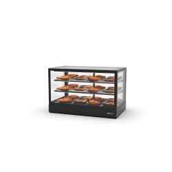 Vitrina sobremostrador IN100-60C negra con calor seco, 2 estantes regulables y puertas traseras profesionales