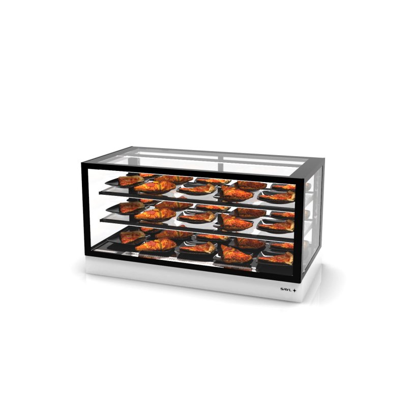 Vitrina sobremostrador IN120-60C blanca con calor seco, 2 estantes regulables y puertas traseras profesionales Vitrina sobremostrador IN120-60C blanca con calor seco, 2 estantes regulables y puertas traseras profesionales