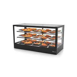 Vitrina sobremostrador IN120-60C negra con calor seco, 2 estantes regulables y puertas traseras profesionales