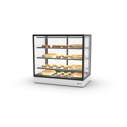 Vitrina sobremostrador IN100-90C blanca con calor seco y 3 estantes regulables para uso en hostelería profesional