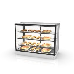 Vitrina sobremostrador IN120-90C blanca con calor seco y 3 estantes regulables para uso profesional