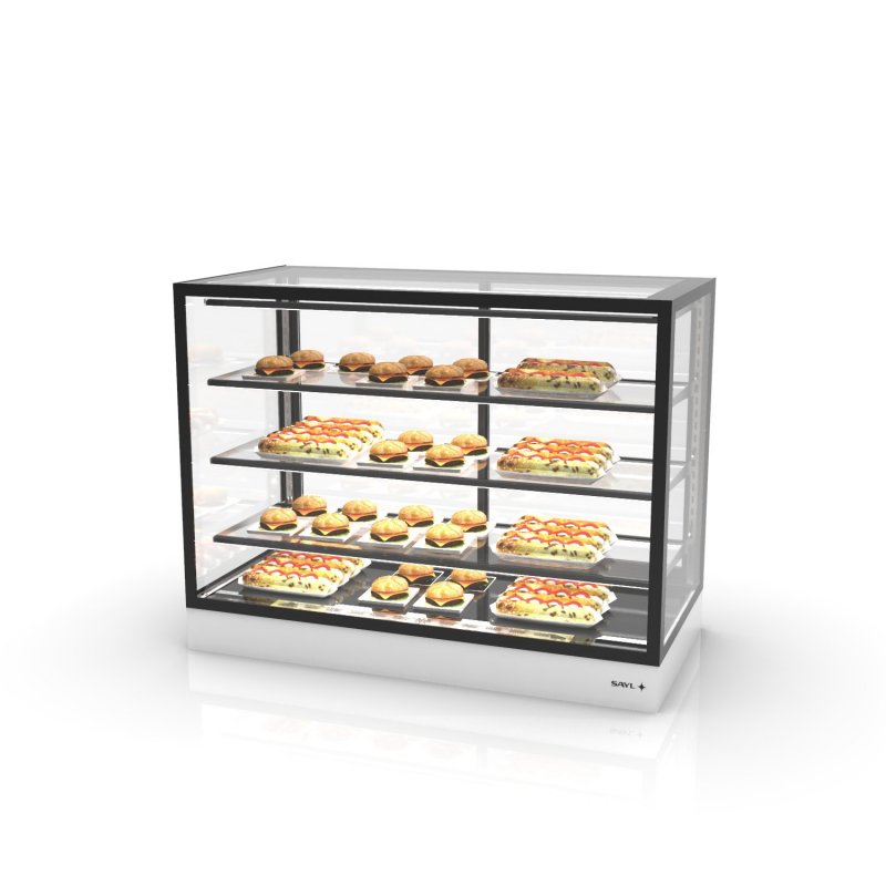 Vitrina sobremostrador IN120-90C blanca con calor seco y 3 estantes regulables para uso profesional Vitrina sobremostrador IN120-90C blanca con calor seco y 3 estantes regulables para uso profesional