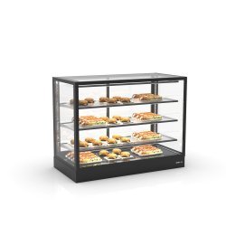 Vitrina sobremostrador calor seco IN120-90C-B- negra con 3 estantes regulables y cristal templado profesional