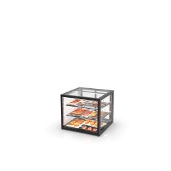 Vitrina neutra sobremostrador IN60-50N blanca con 2 estantes regulables y puertas traseras para hostelería