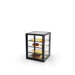 Vitrina neutra sobremostrador IN60-80NA blanca con 3 estantes regulables y doble iluminación LED profesional