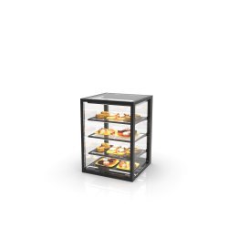 Vitrina neutra sobremostrador IN60-80N blanca con 3 estantes regulables y doble iluminación LED profesional