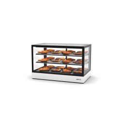 Vitrina sobremostrador IN100-60CG blanca con calor seco, frontal Grab & Go y 2 estantes para autoservicio profesional