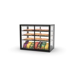 Vitrina sobremostrador neutra IN100-80NA blanca con 3 estantes regulables y doble iluminación LED