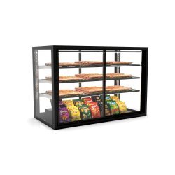 Vitrina sobremostrador neutra IN120-80NA blanca con 3 estantes regulables y doble iluminación LED
