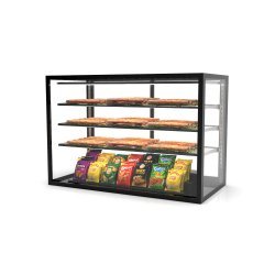 Vitrina sobremostrador neutra IN100-80NG blanca con 3 estantes regulables y doble iluminación LED