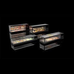 Vitrina tapas refrigerada negra VTLG4 Logic Tapas con 4 bandejas GN 1/3 y puertas correderas