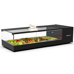 Vitrina tapas refrigerada negra VTLG4 Logic Tapas con 4 bandejas GN 1/3 y puertas correderas