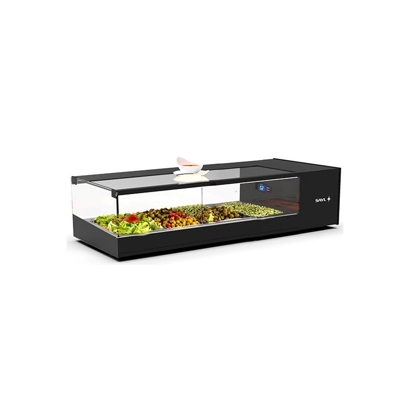 Vitrina tapas refrigerada negra VTLG4 Logic Tapas con 4 bandejas GN 1/3 y puertas correderas Vitrina tapas refrigerada negra VTLG4 Logic Tapas con 4 bandejas GN 1/3 y puertas correderas