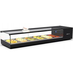 Vitrina tapas refrigerada negra VTLG6 Logic Tapas con 6 bandejas GN 1/3 y puertas correderas traseras