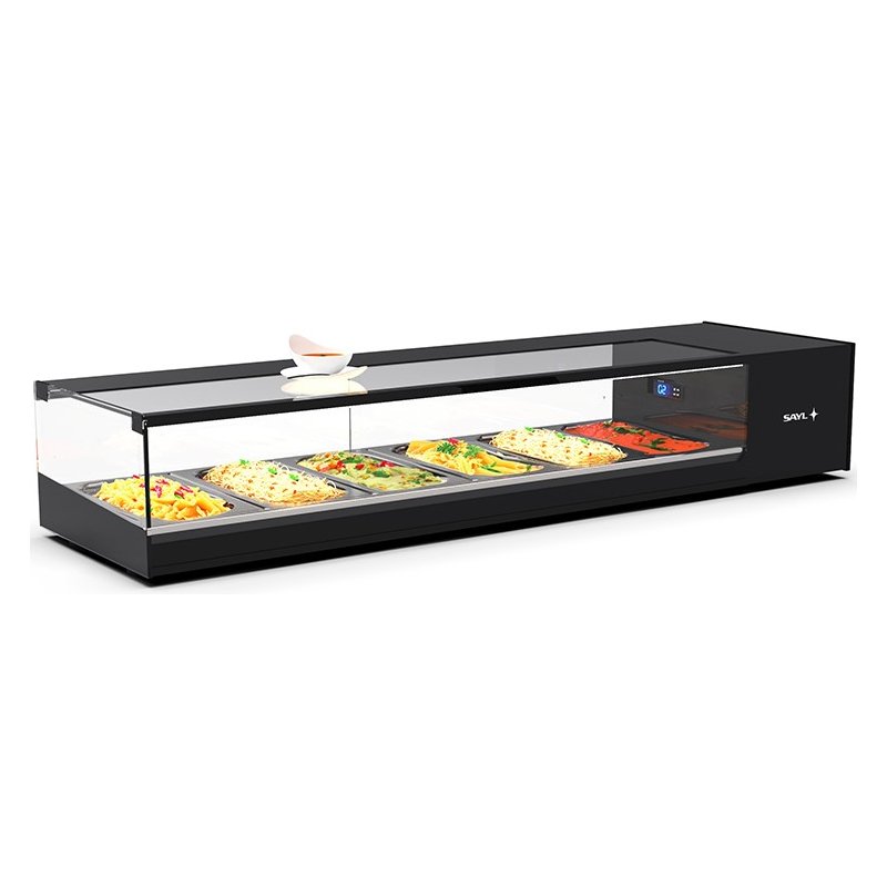 Vitrina tapas refrigerada negra VTLG6 Logic Tapas con 6 bandejas GN 1/3 y puertas correderas traseras