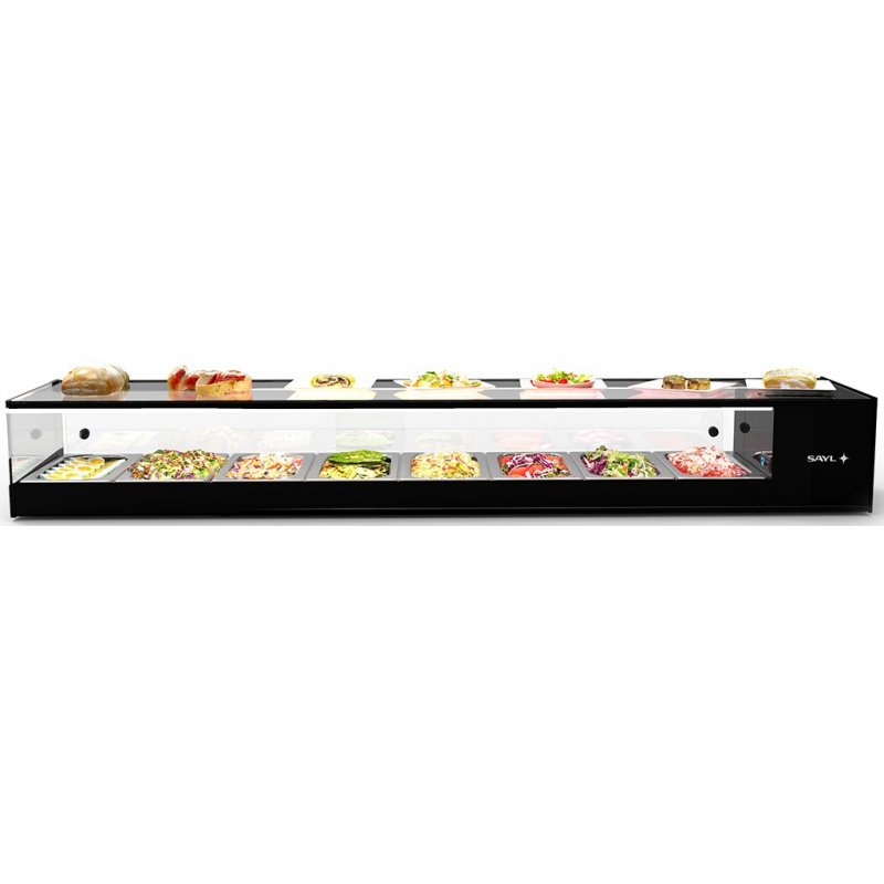 Vitrina refrigerada sobremostrador negra Logic Tapas VTLG8 para 8 bandejas GN 1/3 Vitrina refrigerada sobremostrador negra Logic Tapas VTLG8 para 8 bandejas GN 1/3